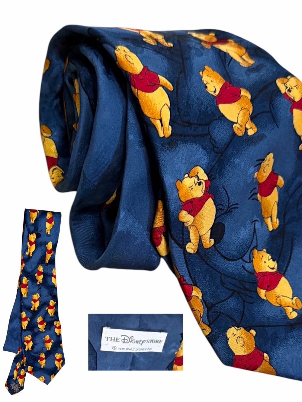 Vintage Y2K Disney Winnie the Pooh Men’s Graphic Tie Navy Blue